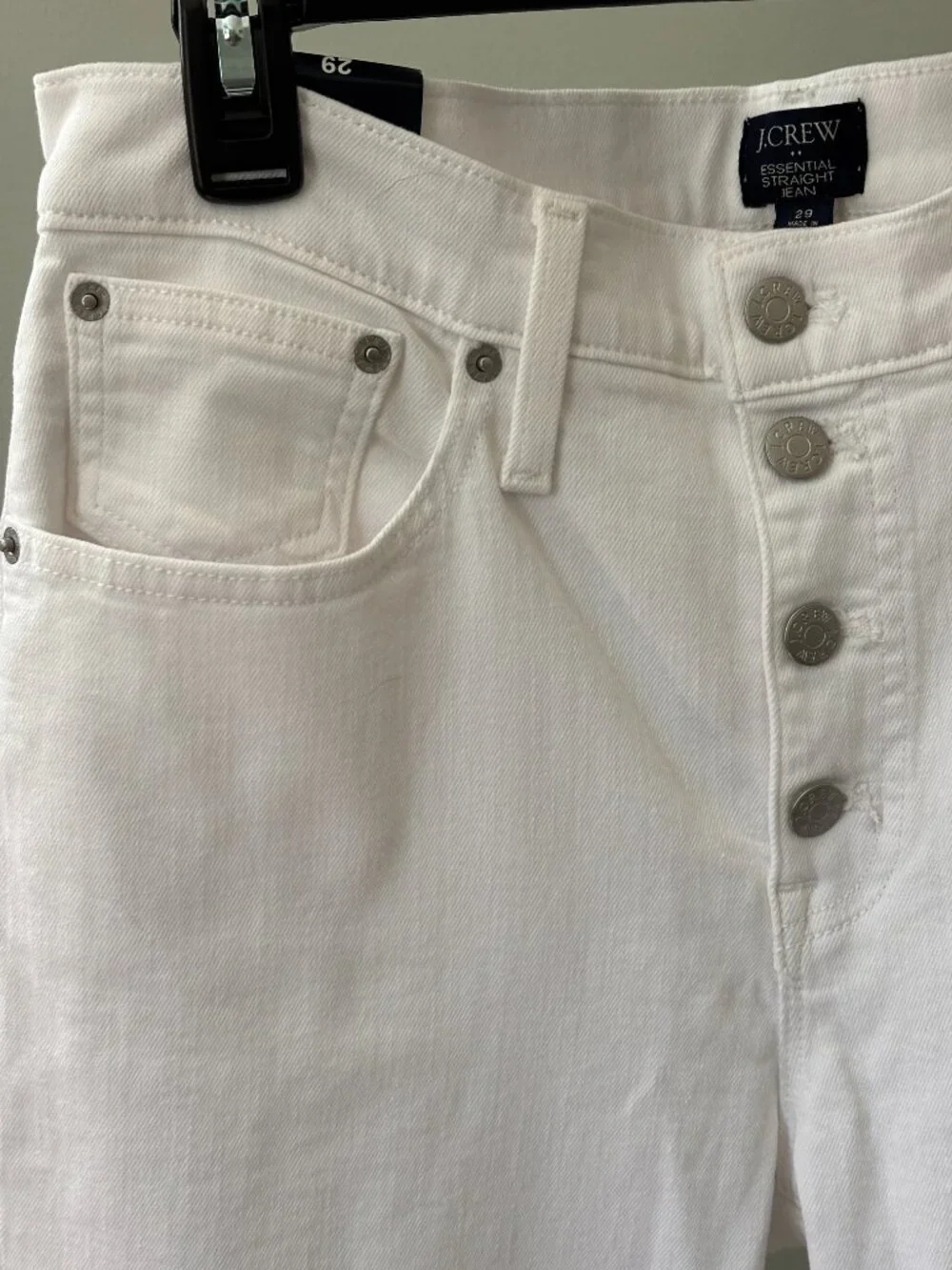J.Crew Essential Straight Jean White Button Fly 29 NWT